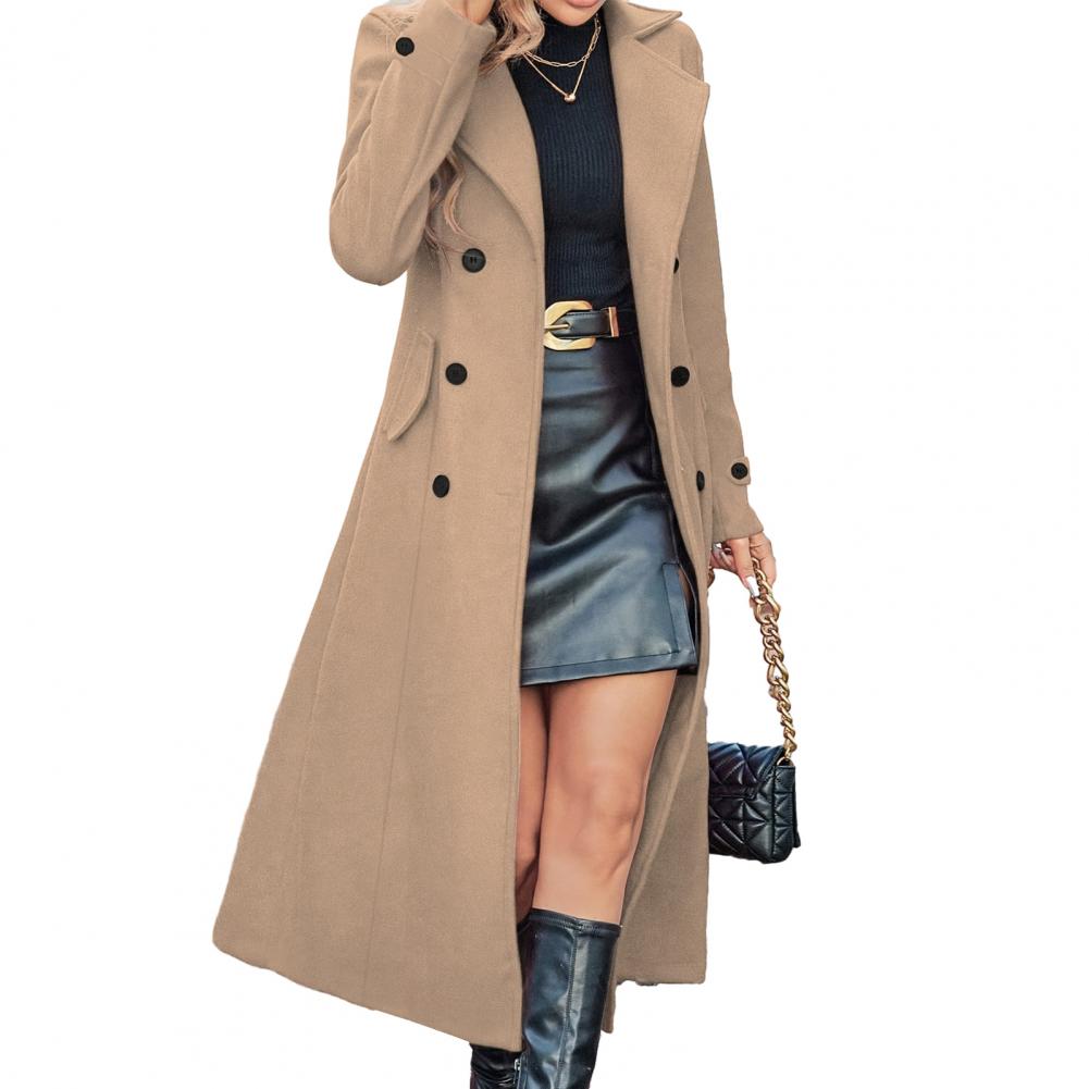 Wool Coat Peacoat - معطف شتوي طويل للنساء من الصوف