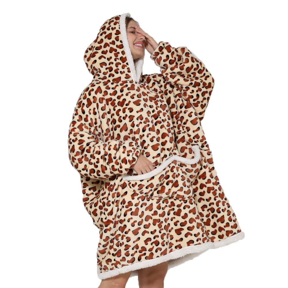 Sherpa Hoodie Fleece - بطانية بغطاء رأس صوف كبيرة الحجم