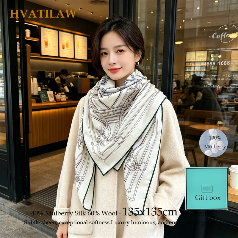 Shawl Wrap Winter - وشاح نسائي فاخر مربع الشكل 135x135