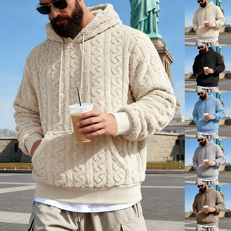 Sherpa Hoodie Fleece - الرجال كنزة بغطاء رأس من الصوف