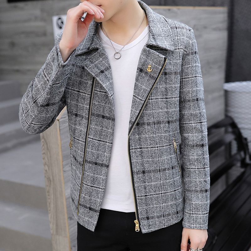 Wool Coat Peacoat - معطف رجالي قصير من مزيج الصوف،