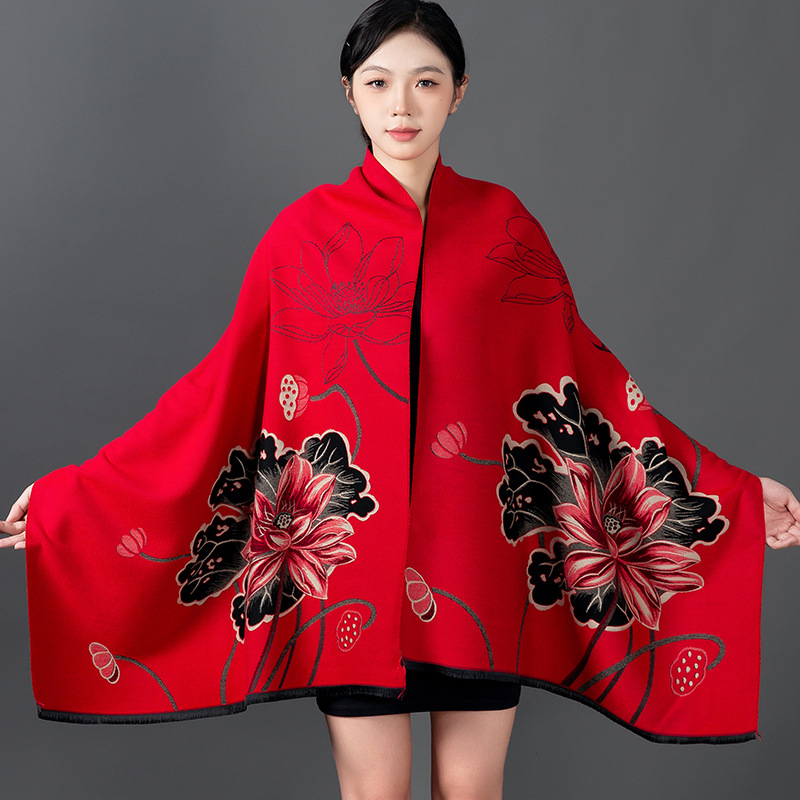 Shawl Wrap Winter - النساء الشتاء شال الكشمير وشاح الأزهار