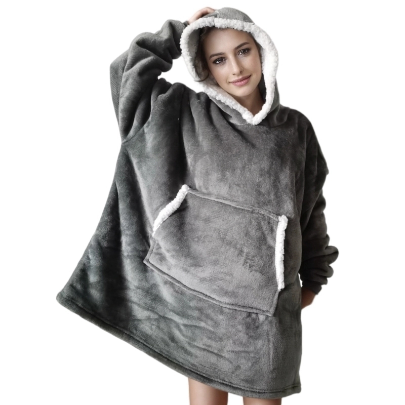 Sherpa Hoodie Fleece - يمكن ارتداؤها الكبار سوبر لينة الفانيلا