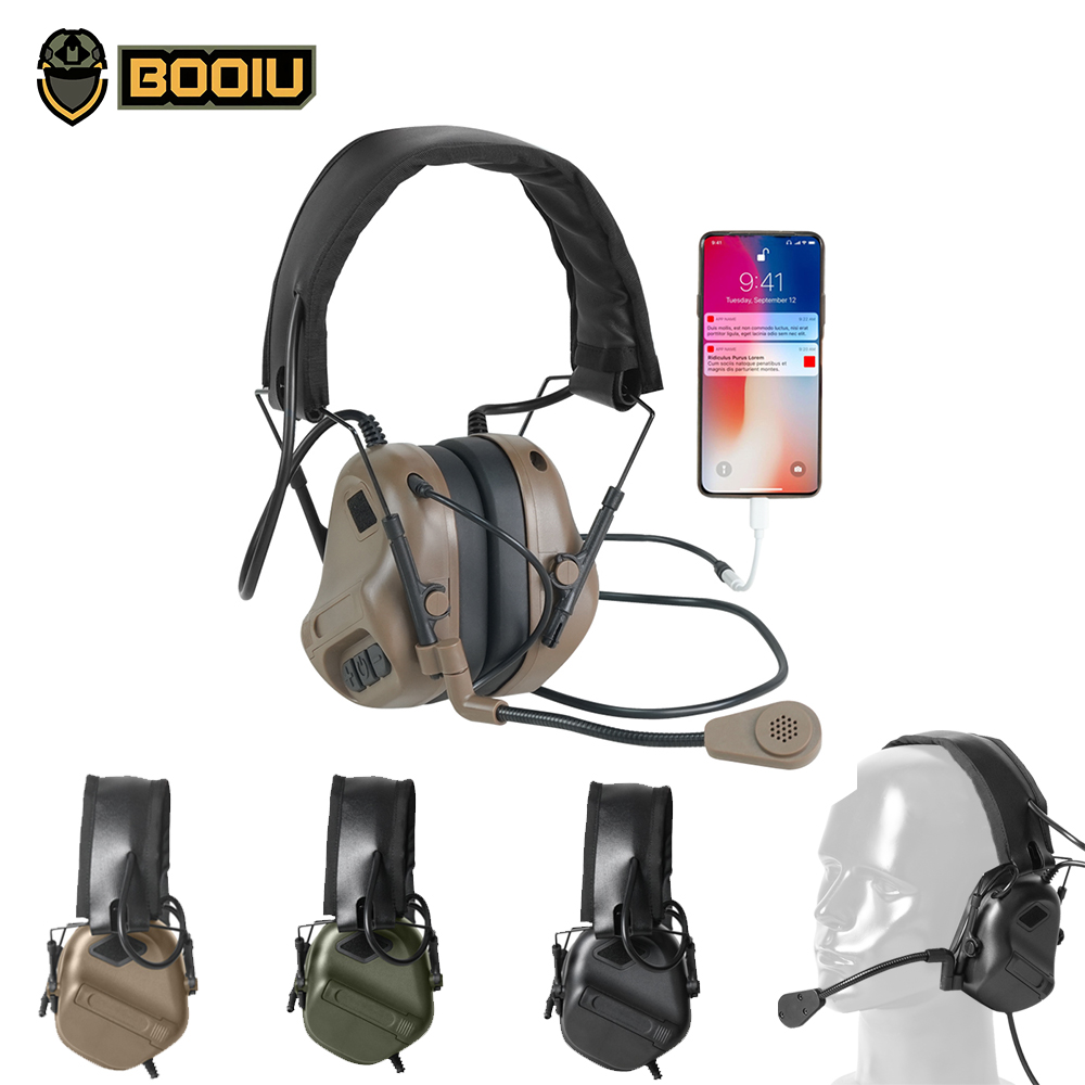 Earmuffs Foldable - BOOIU التكتيكية الإلكترونية اطلاق النار سماعة