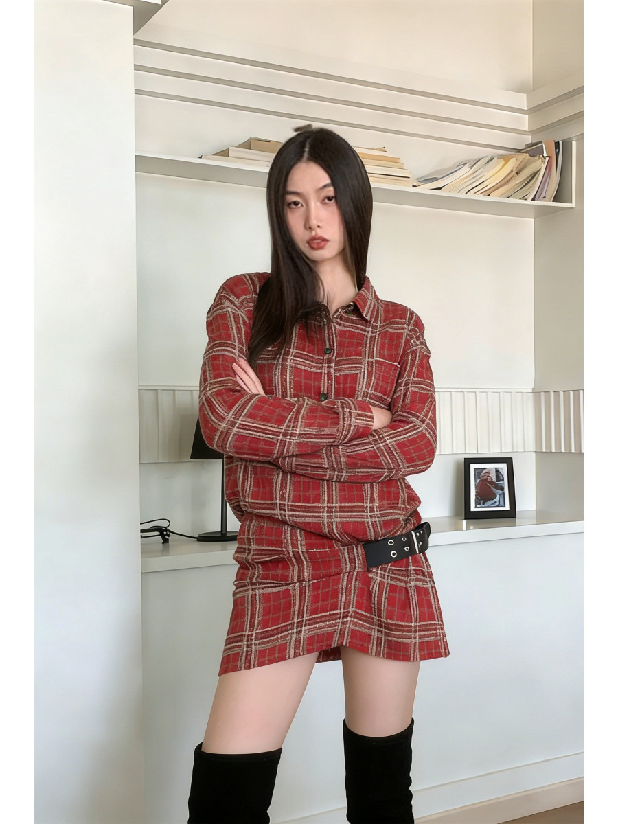 Flannel Shirt Lined - فستان قميص من الفلانيل بنقشة الكاروهات