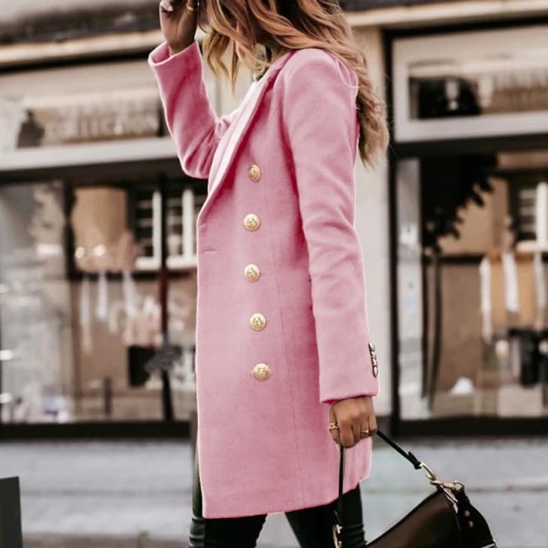 Wool Coat Peacoat - معاطف صوف نسائية لخريف وشتاء مزدوجة