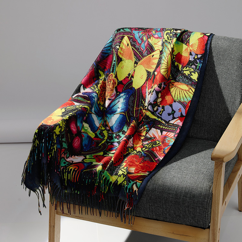 Cashmere Pashmina Wrap - العلامة التجارية الفاخرة النفط اللوحة الكشمير