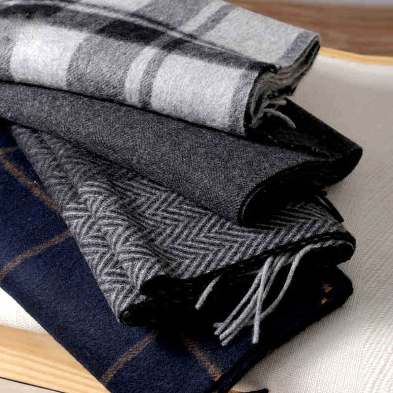 Wool Scarf Men - الباشمينا وشاح الرجال الشتاء قطاع الصلبة