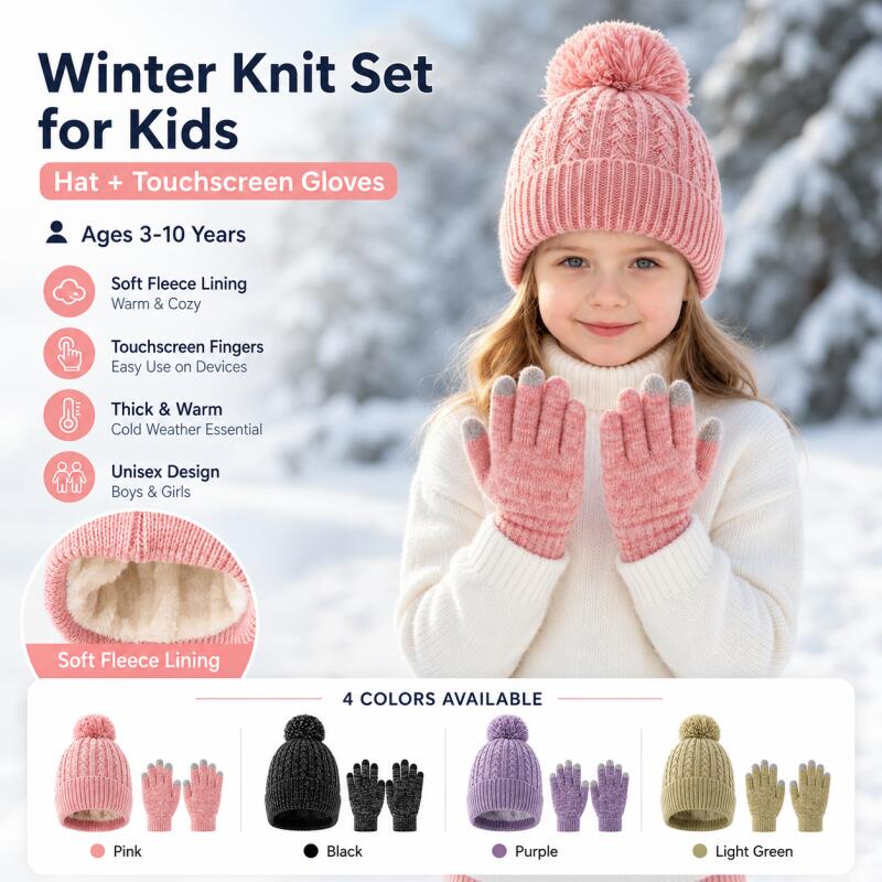 طقم قبعة شتوية محبوكة للأطفال  - مراجعة Touch Screen Gloves وسعره
