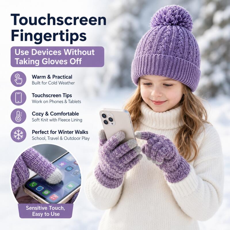 طقم قبعة شتوية محبوكة للأطفال  - مراجعة Touch Screen Gloves وسعره