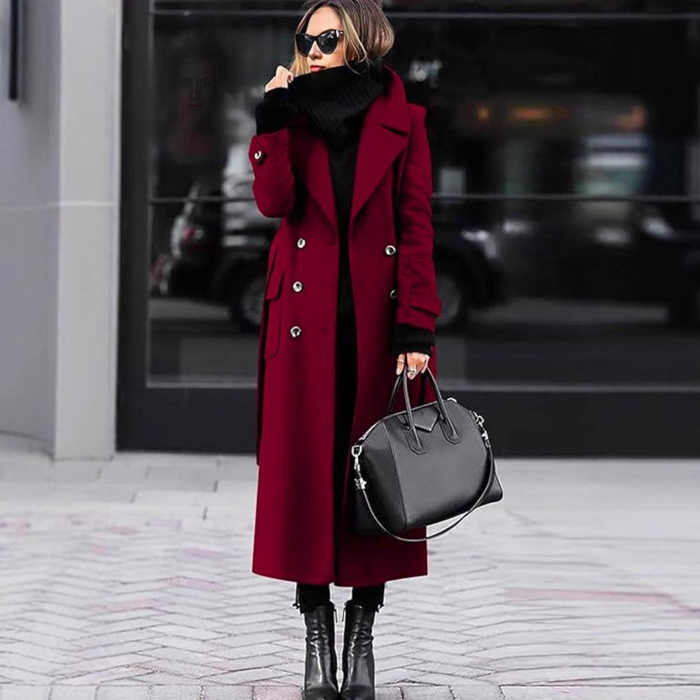 معطف نسائي طويل الأكمام، معطف  - مراجعة Wool Coat Peacoat وسعره