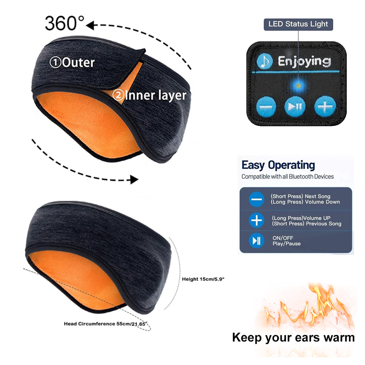 سماعة لاسلكية تعمل بالبلوتوث س - مراجعة Winter Headband Fleece وسعره