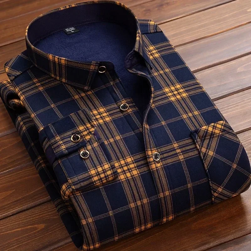 2025 الرجال شتاء دافئ كم طويل  - مراجعة Flannel Shirt Lined وسعره