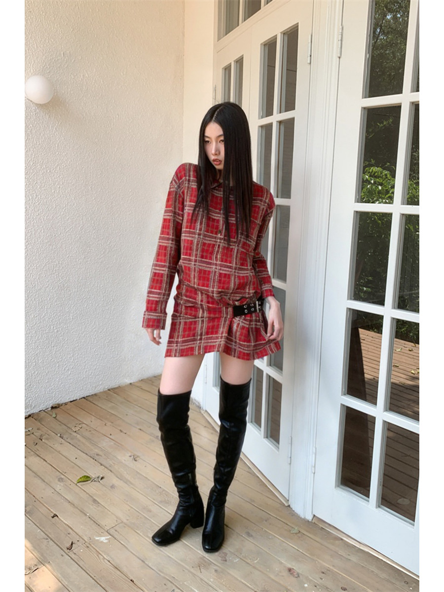 فستان قميص من الفلانيل بنقشة ا - مراجعة Flannel Shirt Lined وسعره
