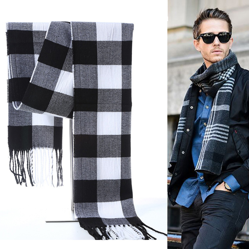 الشتاء الرجال وشاح منقوشة شريط - مراجعة Wool Scarf Men وسعره
