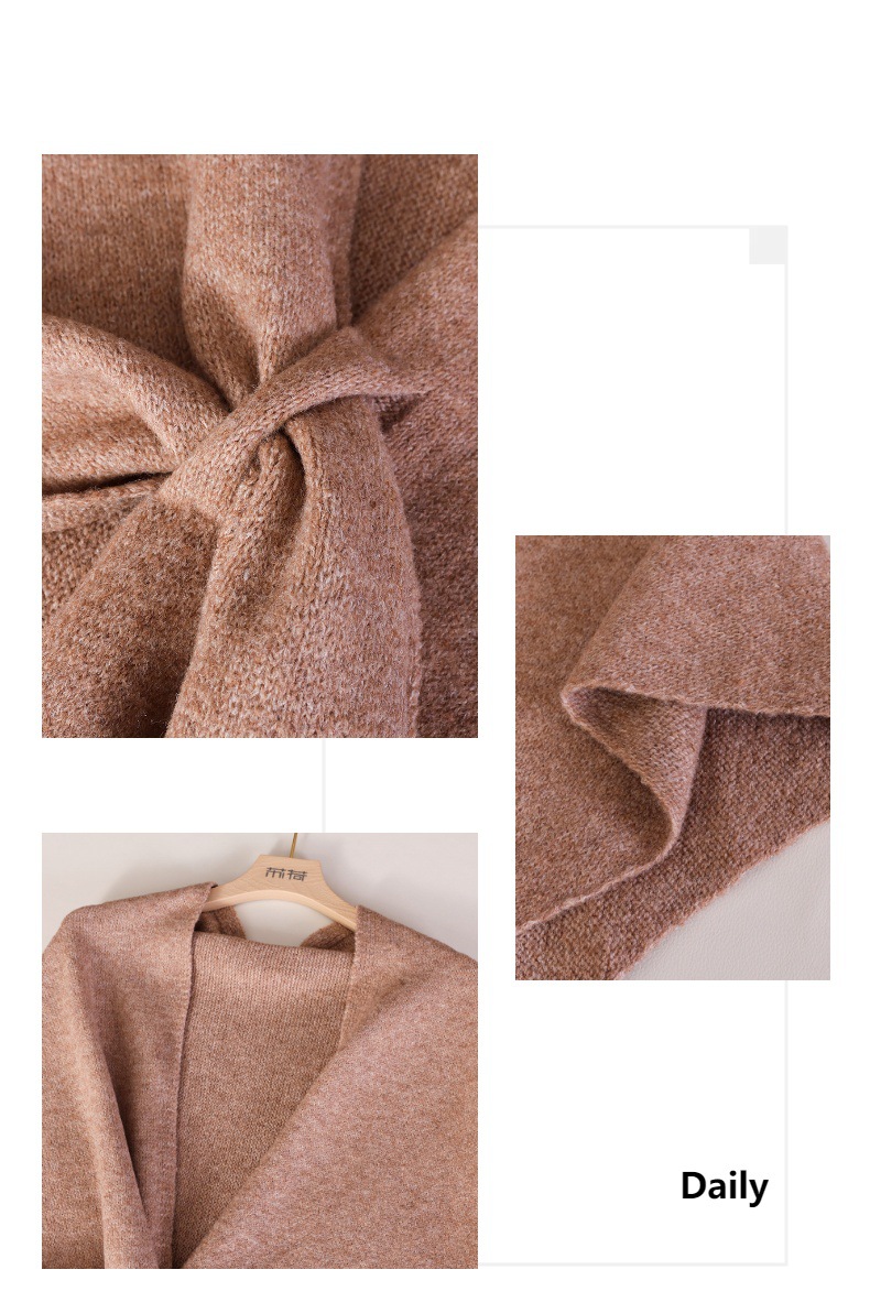 شال مثلث محبوك بلون واحد بسيط، - مراجعة Shawl Wrap Winter وسعره