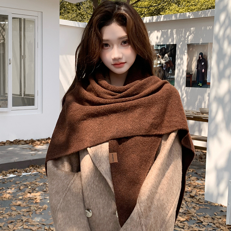 شال مثلث محبوك بلون واحد بسيط، - مراجعة Shawl Wrap Winter وسعره